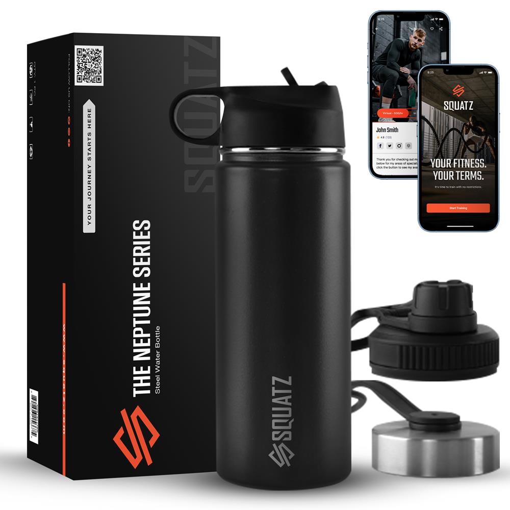 SQUATZ Neptune Series 40 Oz Steel Water Bottle - Vacuum Insulated, Leak Proof With Handle & 3 Lids 6 thumbnail image