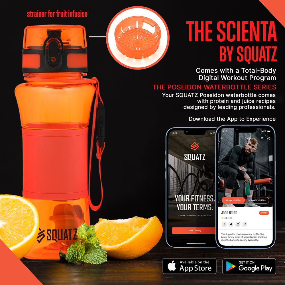 24 Oz Water Bottle Leakproof Tritan Wide Mouth Fruit Infuser Orange