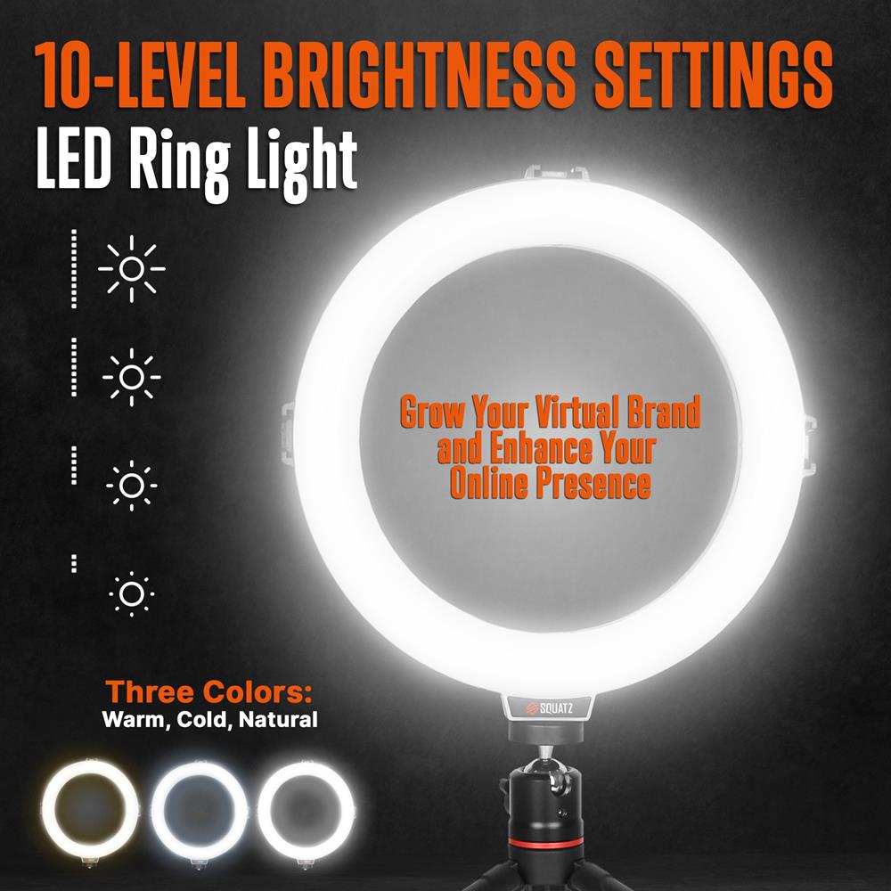 8" LED Ring Light with Tripod Stand, 360¬8 Rotation, 10-Level Brightness