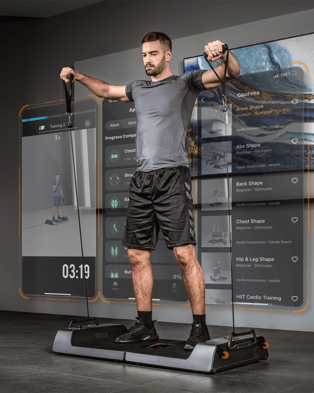 SQUATZ Apollo Board Smart Home Gym 265 LBS Resistance, Multifunctional All  in One Gym, Cable Weight Machine with 3 Training Modes, Fitness Workout