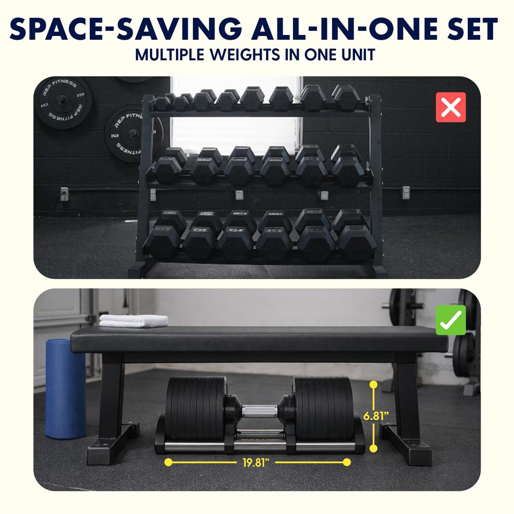 70lb Adjustable Dumbbell, Quick Change, Anti-Slip Metal Handle