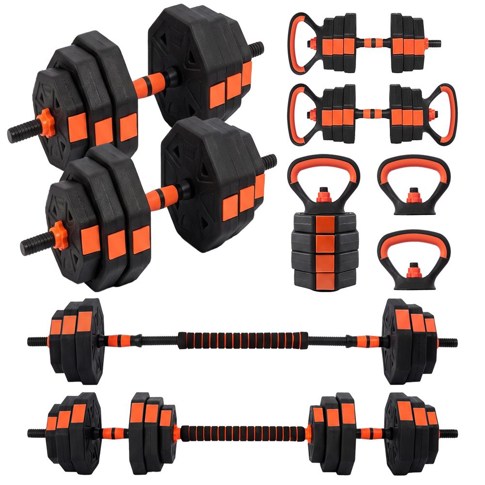 Squatz 4-In-1 Multifunctional 90 Lbs Adjustable Octagon Dumbbell Set With Barbell Connector, Kettlebell Handle, And Push-Up Handles For Home Gym Strength Training (Black And Red)