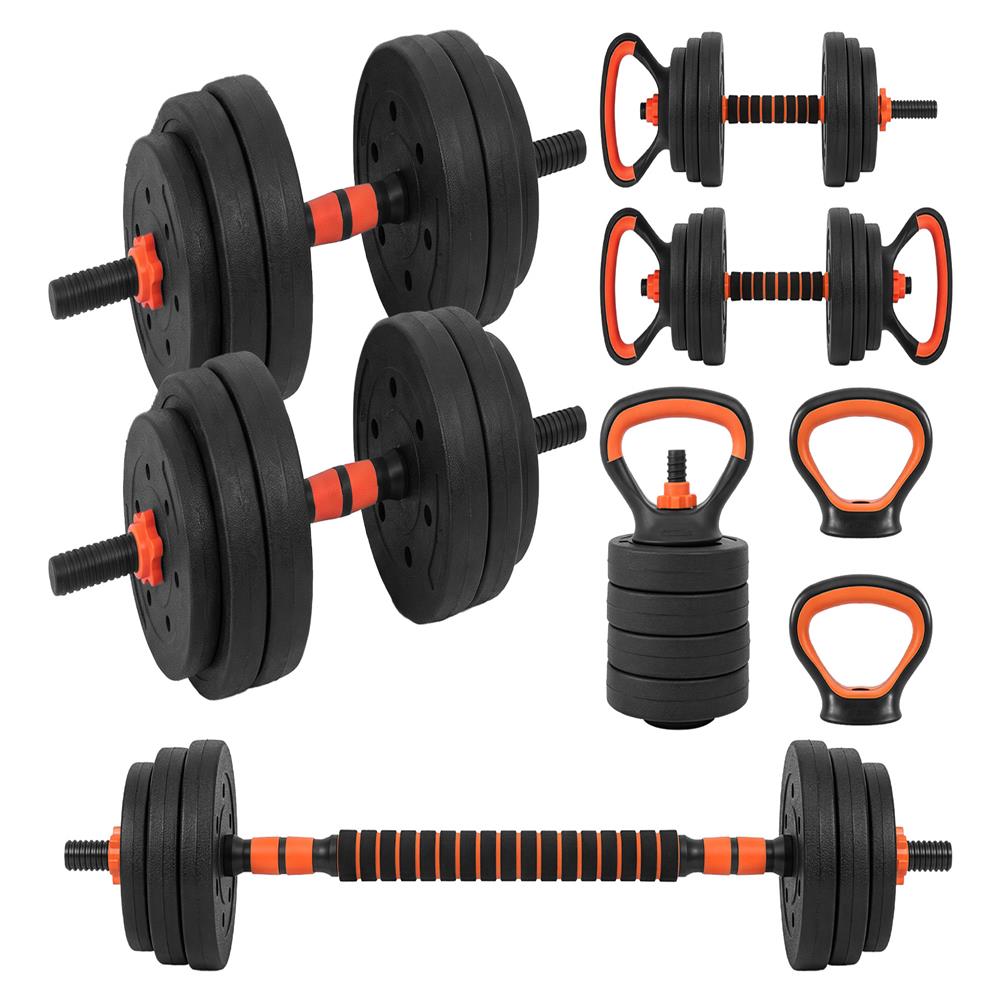 Squatz 4-In-1 Multifunctional 45 Lbs Adjustable Dumbbell Set With  Barbell Connector, Kettlebell Handle And Push-Up Handles For Home Gym Strength Training (Black And Red)