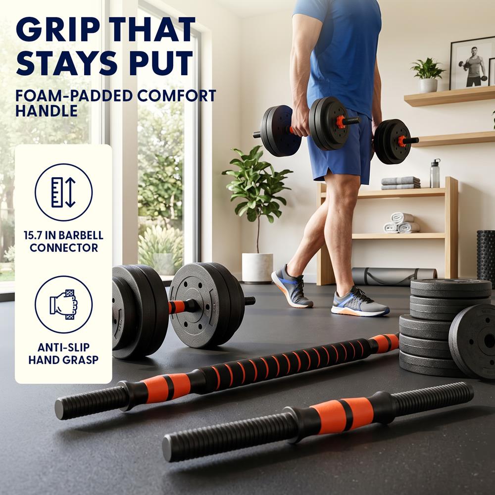 Squatz 4-In-1 Multifunctional 45 Lbs Adjustable Dumbbell Set With  Barbell Connector, Kettlebell Handle And Push-Up Handles For Home Gym Strength Training (Black And Red)