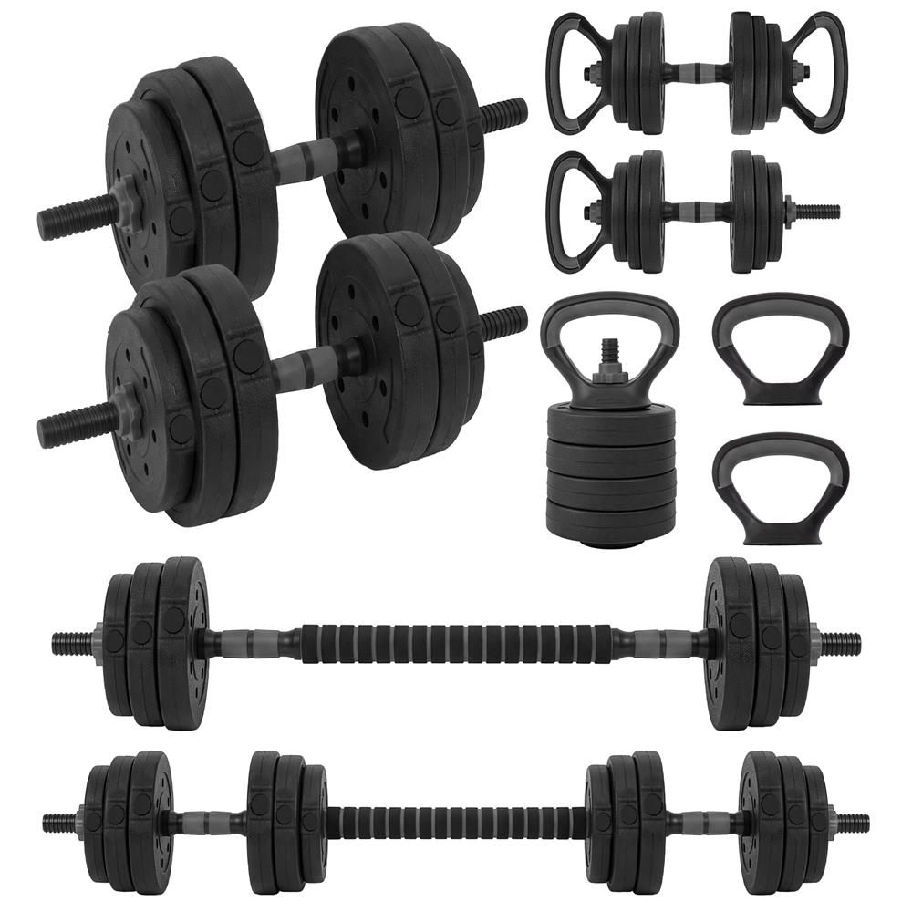 Squatz 4-In-1 Multifunctional 90 Lbs Adjustable Dumbbell Set With  Barbell Connector, Kettlebell Handle And Push-Up Handles For Home Gym Strength Training (Black)