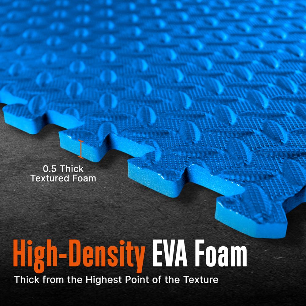 Exercise Mat 6-Piece Set, Cushioned EVA Foam, Non-Skid, Easy Assembly, Blue