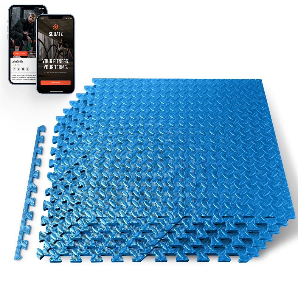 Exercise Mat 6-Piece Set, Cushioned EVA Foam, Non-Skid, Easy Assembly, Blue