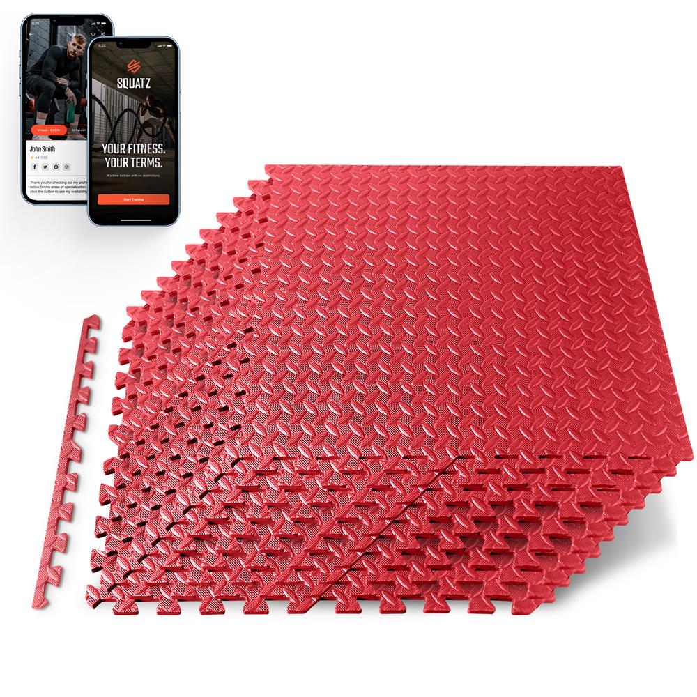 Exercise Mat 10 Pcs - Cushioned EVA Foam, Non-Skid, Easy Assembly, Red