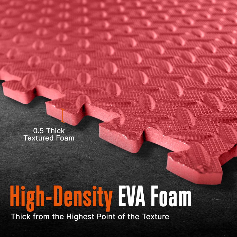 Exercise Mat Set, Cushioned EVA Foam, Non-Skid, Easy Assembly, Red/Blue