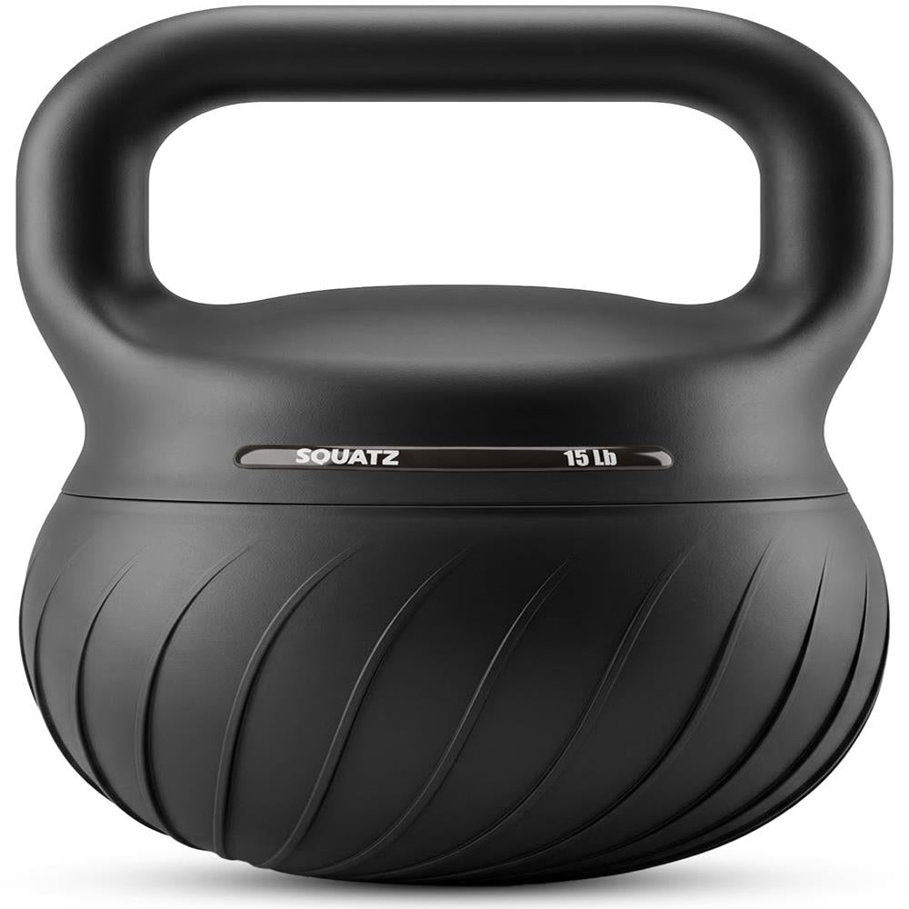 Squatz 15-Lb Soft Drop Kettlebell With Extra-Wide Handle And Sand-Filled Cushioned Base For Home Gym & Strength Training (Black)