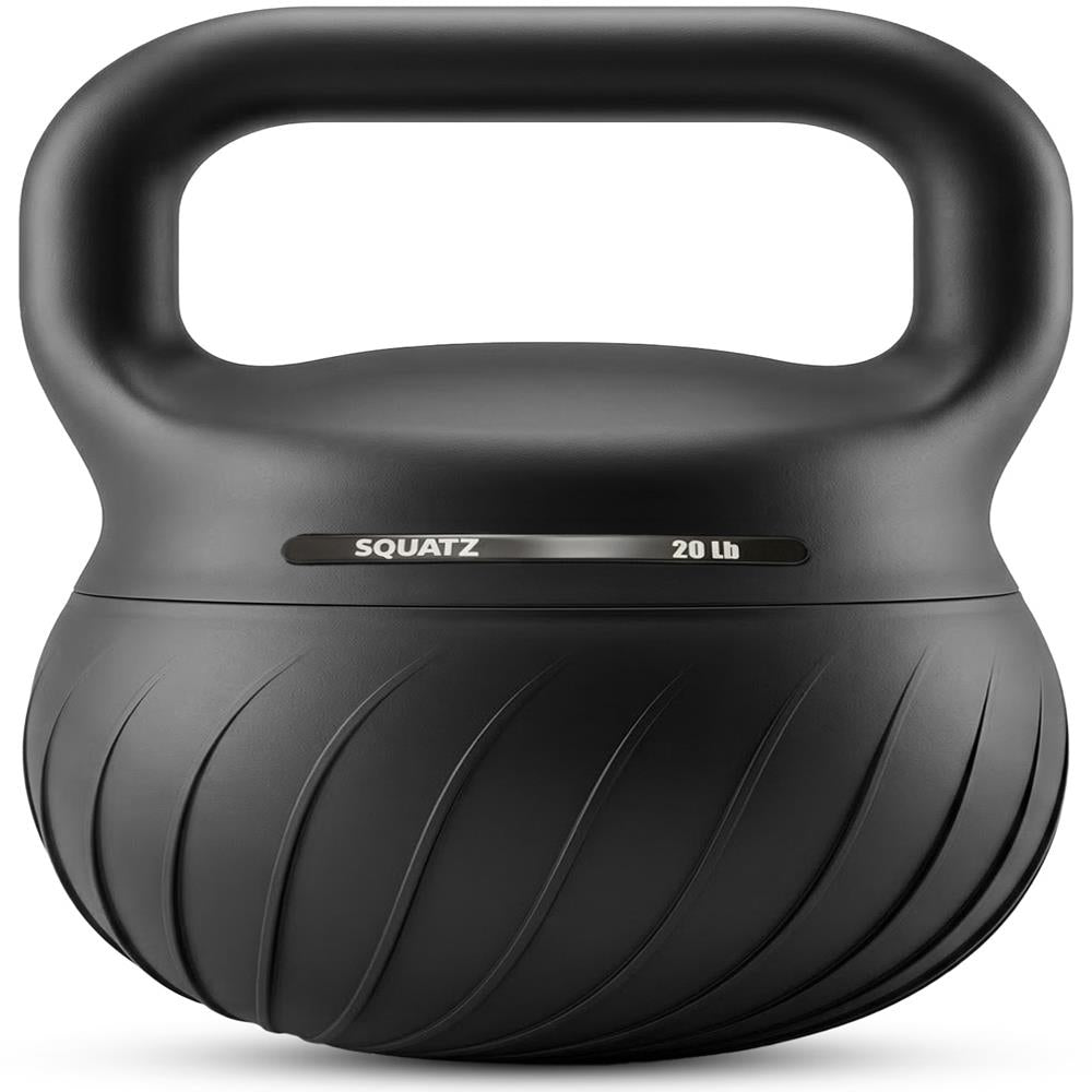 Squatz 20-Lb Soft Drop Kettlebell With Extra-Wide Handle And Sand-Filled Cushioned Base For Home Gym & Strength Training (Black)