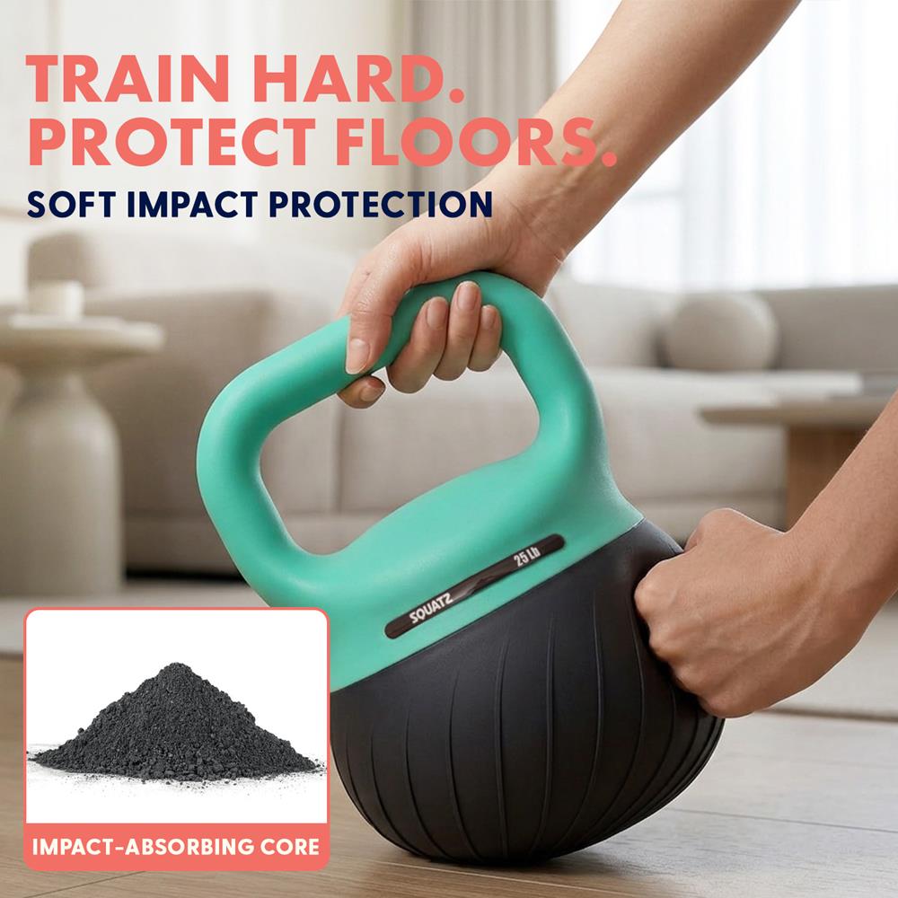 Squatz Soft Drop Kettlebell Set With Extra-Wide Handle, Multiple Weight Options And Sand-Filled Cushioned Base For Home Gym & Strength Training