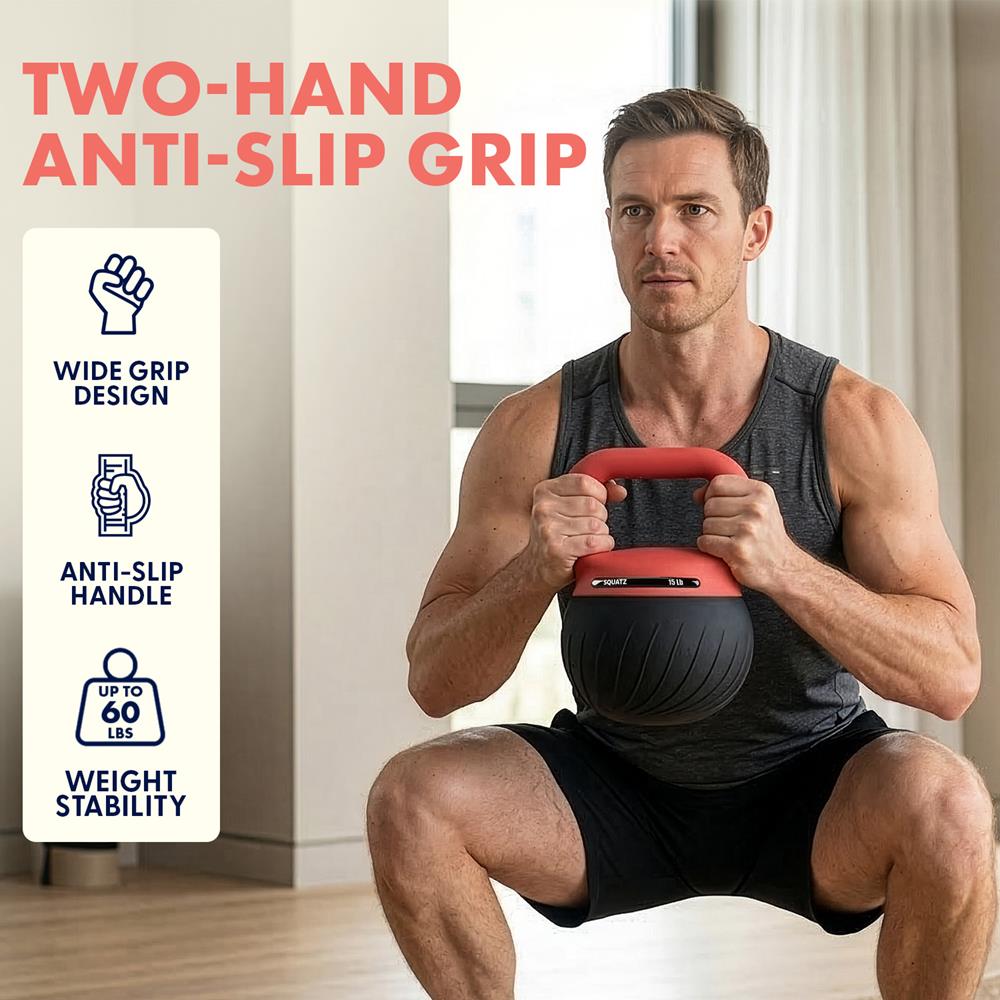 Squatz Soft Drop Kettlebell Set With Extra-Wide Handle, Multiple Weight Options And Sand-Filled Cushioned Base For Home Gym & Strength Training
