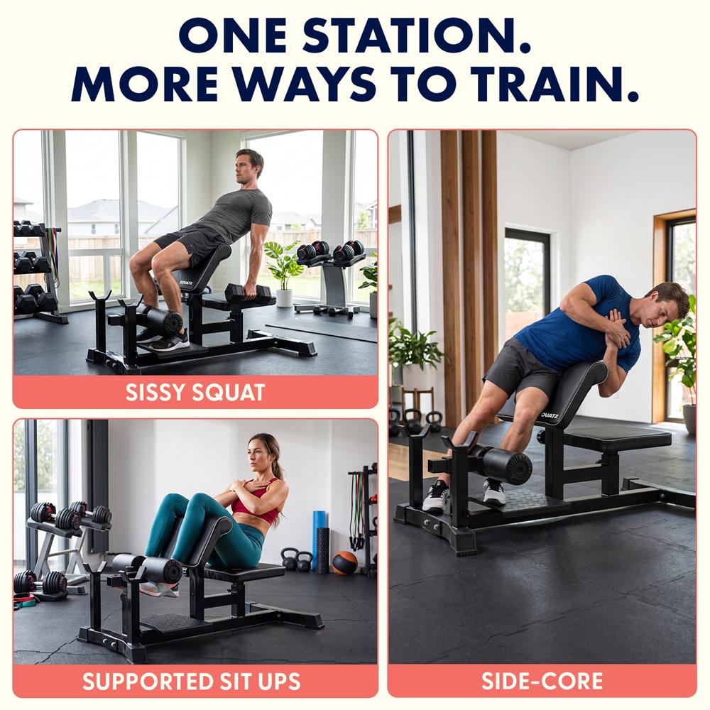 Squatz Multi-Function Sissy Squat Machine, Adjustable Squat Bench For Home Gym Workout Station And Leg Exercise (Black)