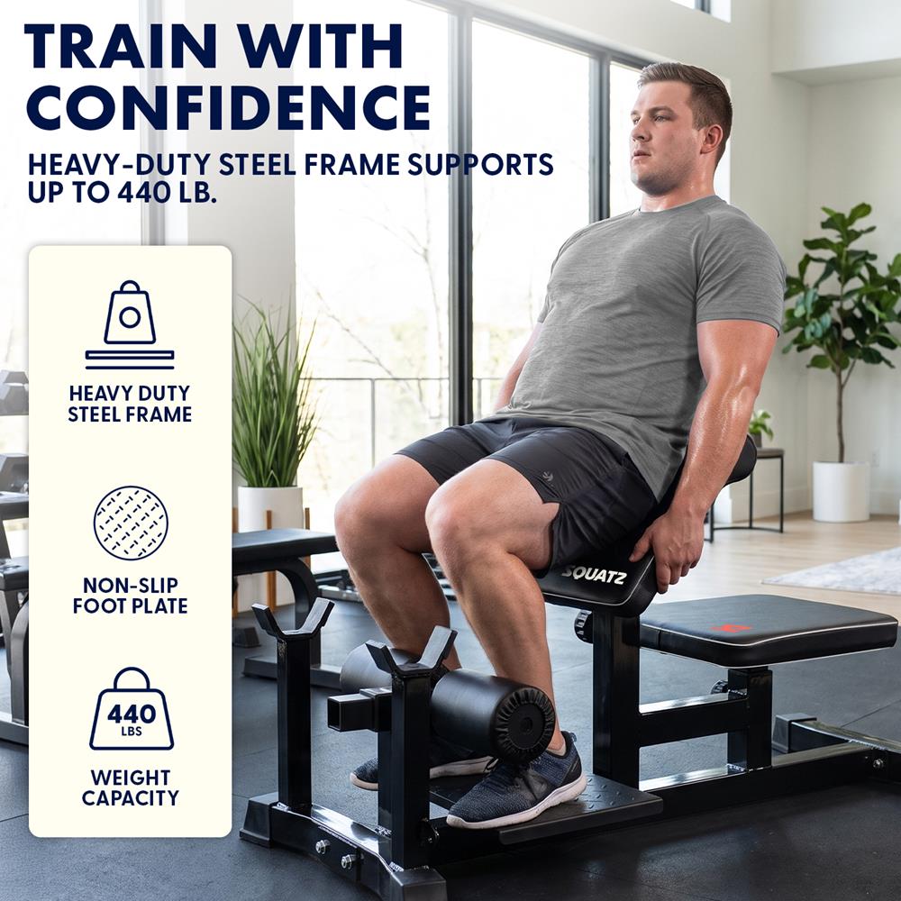 Squatz Multi-Function Sissy Squat Machine, Adjustable Squat Bench For Home Gym Workout Station And Leg Exercise (Black)
