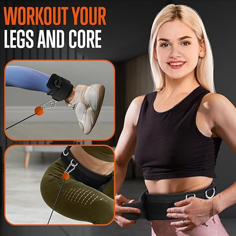 Mini Home Gym: Full Body Workouts, 150lb Resistance, LED Display, Orange