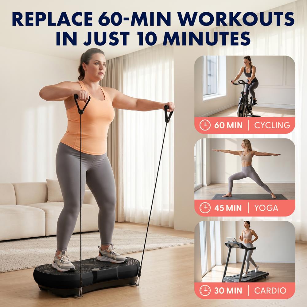 Hurtle Vibration Plate Machine – Adjustable 1–99 Speeds, Quiet, Lightweight, With Remote And Preset Programs Portable For Home And Office (Black)