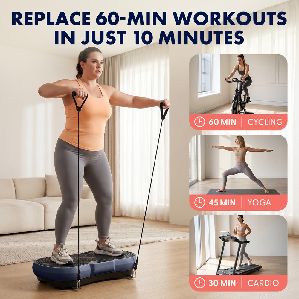 Hurtle Vibration Plate Machine – Adjustable 1–99 Speeds, Quiet, Lightweight, With Remote And Preset Programs Portable For Home And Office (Blue)