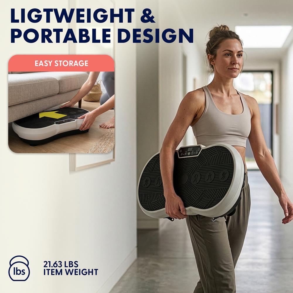Hurtle Vibration Plate Machine – Adjustable 1–99 Speeds, Quiet, Lightweight, With Remote And Preset Programs Portable For Home And Office (Gray)