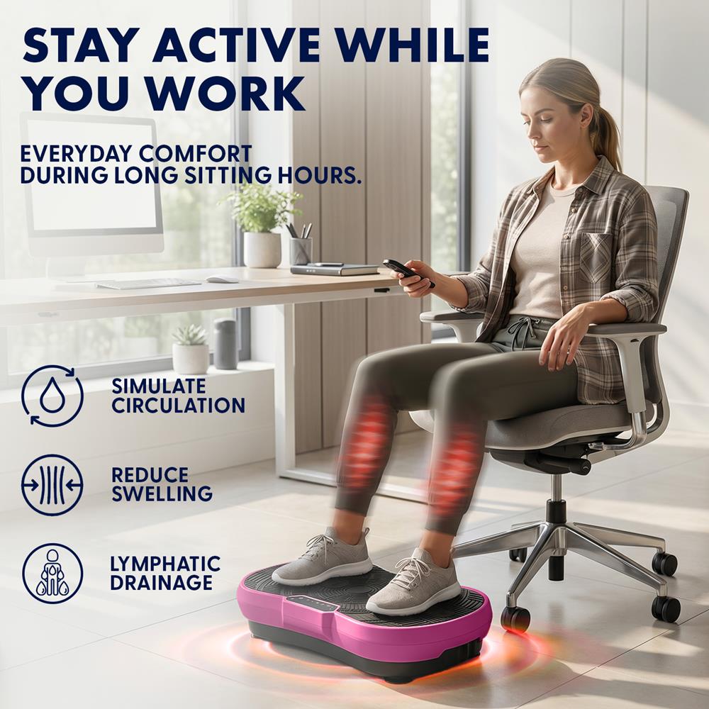 Hurtle Vibration Plate Machine – Adjustable 1–99 Speeds, Quiet, Lightweight, With Remote And Preset Programs Portable For Home And Office (Pink)