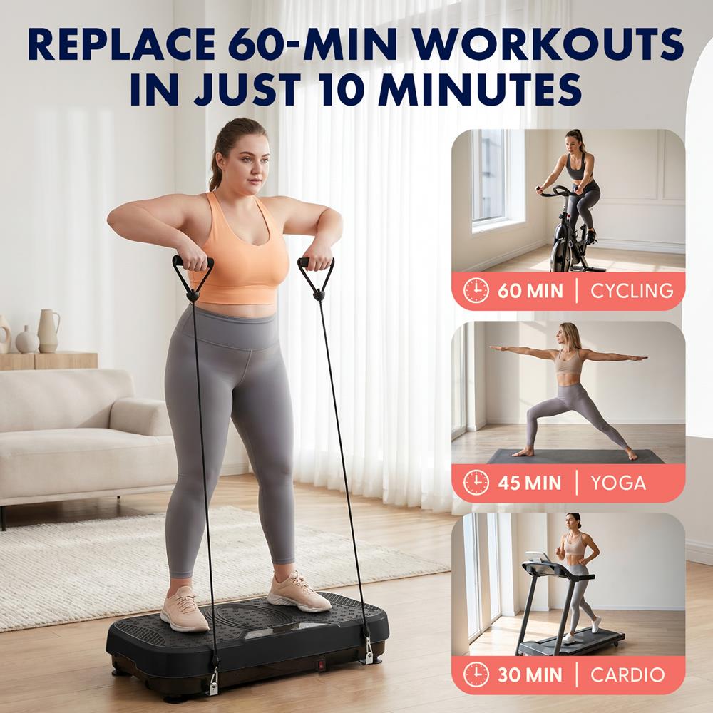 Hurtle Vibration Plate Machine – Adjustable 1–99 Speeds, Quiet, Lightweight, With Remote And Preset Programs Portable For Home And Office (Black)
