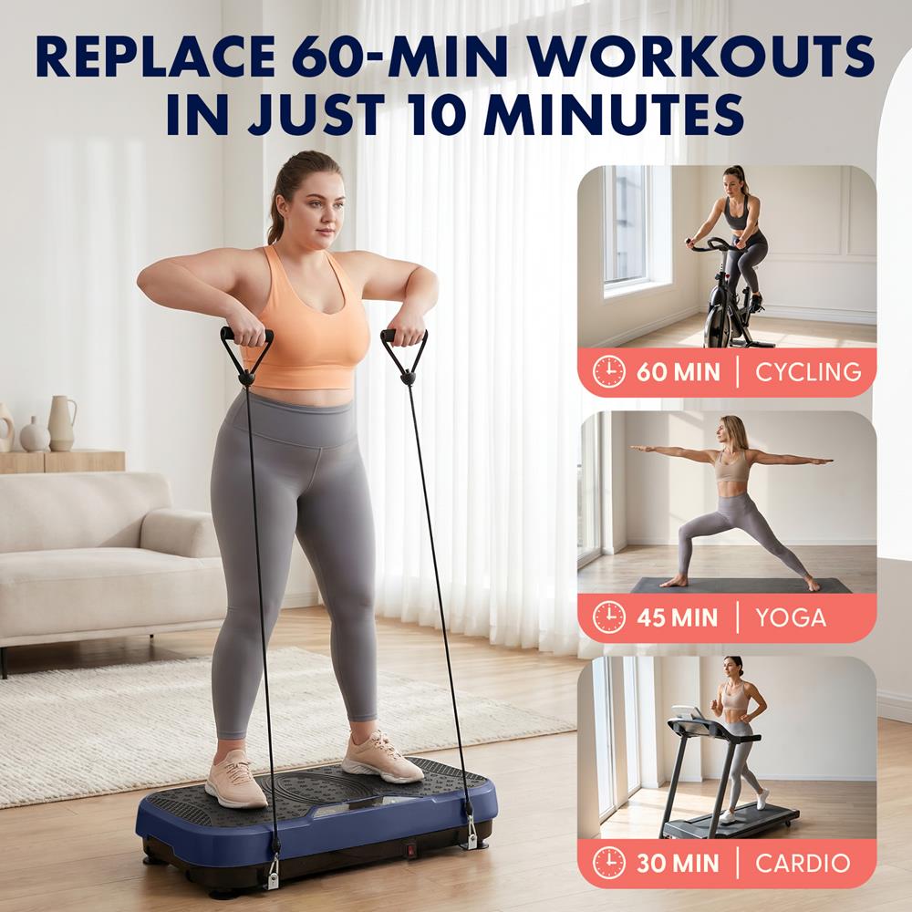 Hurtle Vibration Plate Machine – Adjustable 1–99 Speeds, Quiet, Lightweight, With Remote And Preset Programs Portable For Home And Office (Blue)