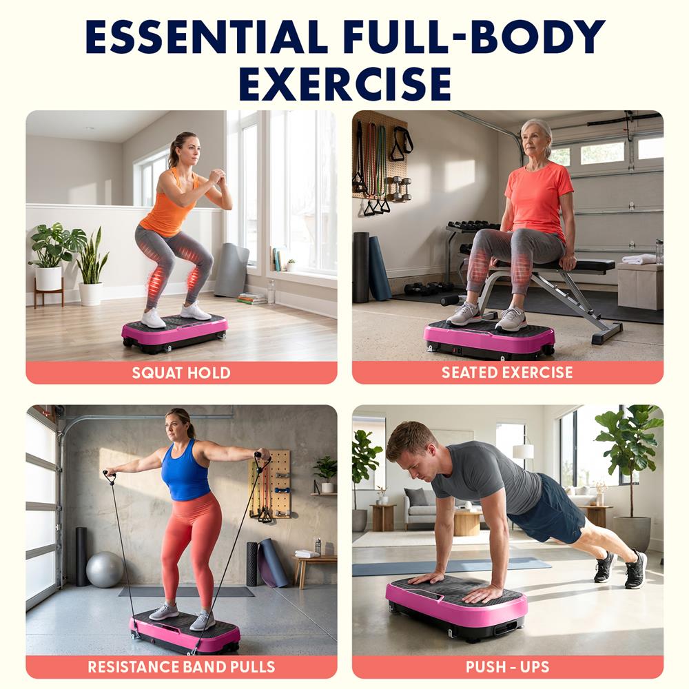 Hurtle Vibration Plate Machine – Adjustable 1–99 Speeds, Quiet, Lightweight, With Remote And Preset Programs Portable For Home And Office (Pink)