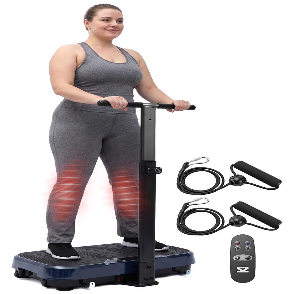 Hurtle Vibration Plate With Handle – Adjustable 1–99 Speeds, Quiet, Lightweight, With Remote And Preset Programs Portable For Home And Office (Blue)