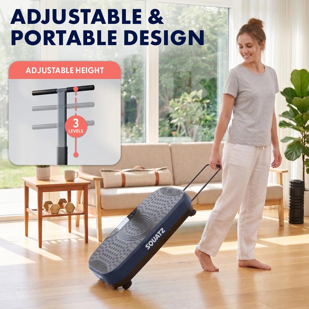 Hurtle Vibration Plate With Handle – Adjustable 1–99 Speeds, Quiet, Lightweight, With Remote And Preset Programs Portable For Home And Office (Blue)