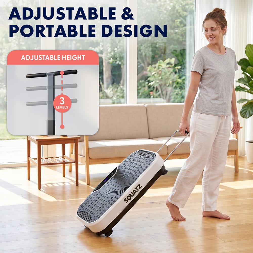 Hurtle Vibration Plate With Handle – Adjustable 1–99 Speeds, Quiet, Lightweight, With Remote And Preset Programs Portable For Home And Office (Gray)