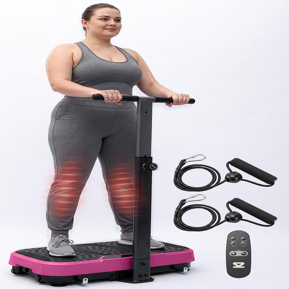 Hurtle Vibration Plate With Handle – Adjustable 1–99 Speeds, Quiet, Lightweight, With Remote And Preset Programs Portable For Home And Office (Pink)