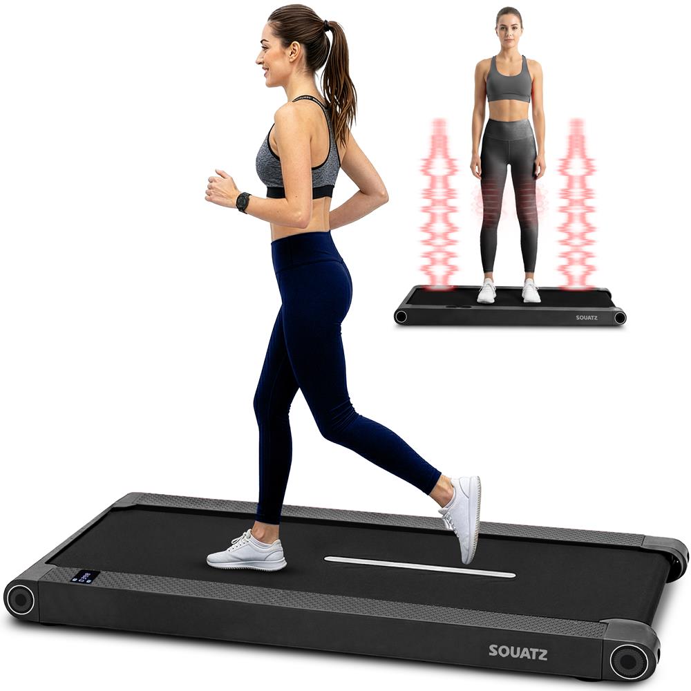 Squatz 2-In-1 Walking Pad With Vibration Plates – Compact Treadmill With 1.0Hp Motor, Led Display & Remote Control (Black)