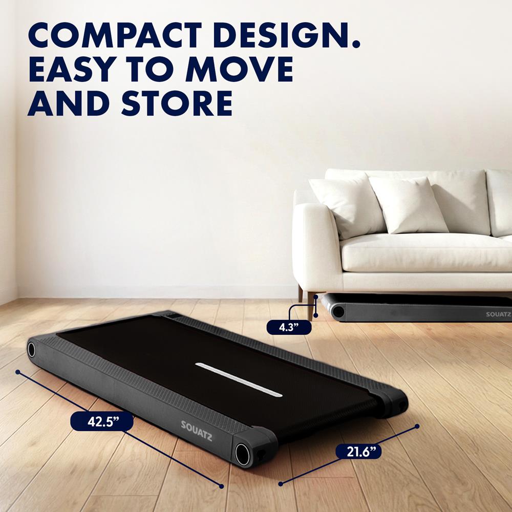 Squatz 2-In-1 Walking Pad With Vibration Plates – Compact Treadmill With 1.0Hp Motor, Led Display & Remote Control (Black)