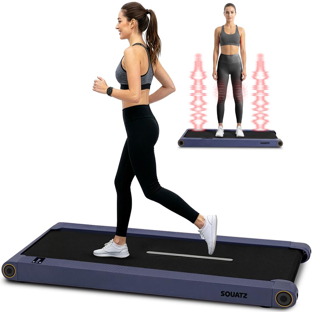 Squatz 2-In-1 Walking Pad With Vibration Plates – Compact Treadmill With 1.0Hp Motor, Led Display & Remote Control (Blue)