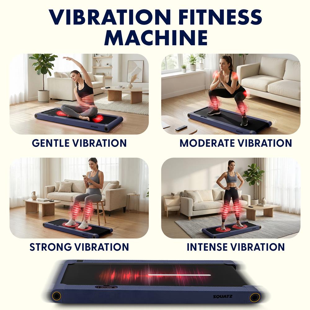Squatz 2-In-1 Walking Pad With Vibration Plates – Compact Treadmill With 1.0Hp Motor, Led Display & Remote Control (Blue)