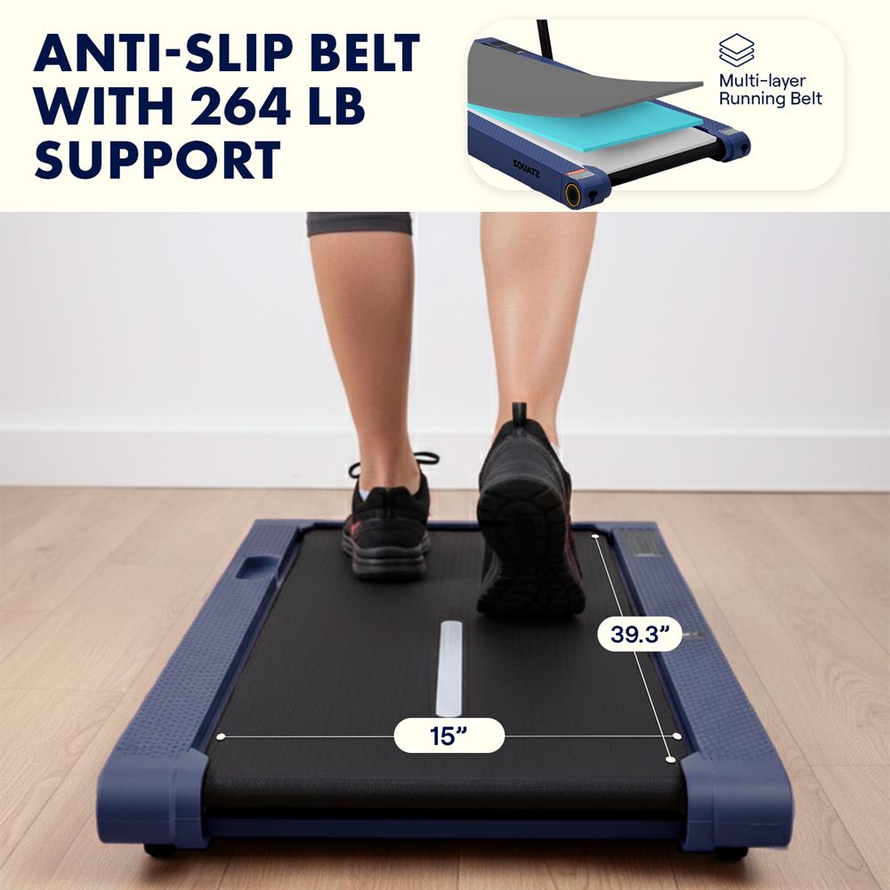 Squatz 2-In-1 Walking Pad With Vibration Plates – Compact Treadmill With 1.0Hp Motor, Led Display & Remote Control (Blue)