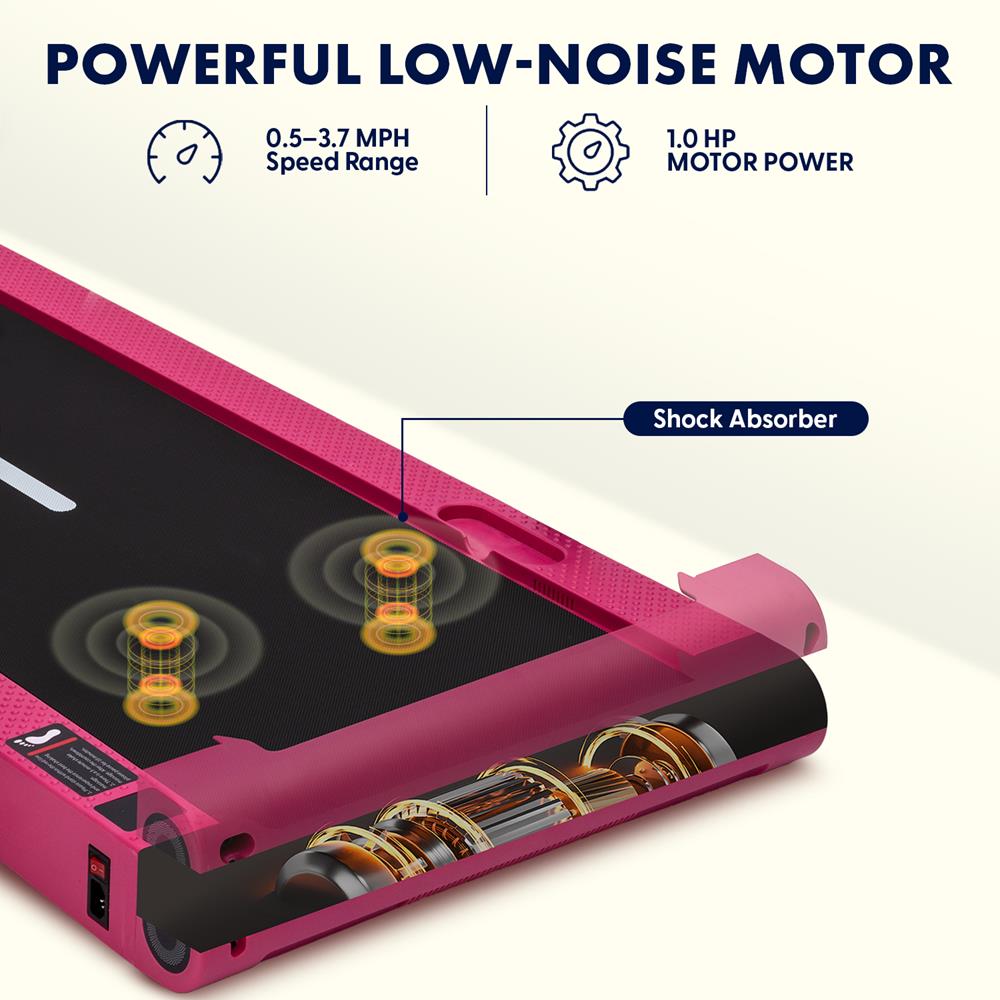 Squatz 2-In-1 Walking Pad With Vibration Plates – Compact Treadmill With 1.0Hp Motor, Led Display & Remote Control (Pink)