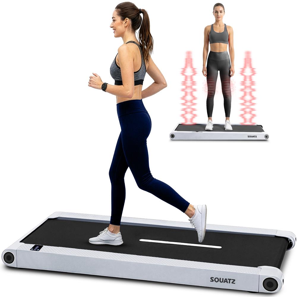 Squatz 2-In-1 Walking Pad With Vibration Plates – Compact Treadmill With 1.0Hp Motor, Led Display & Remote Control (Gray)