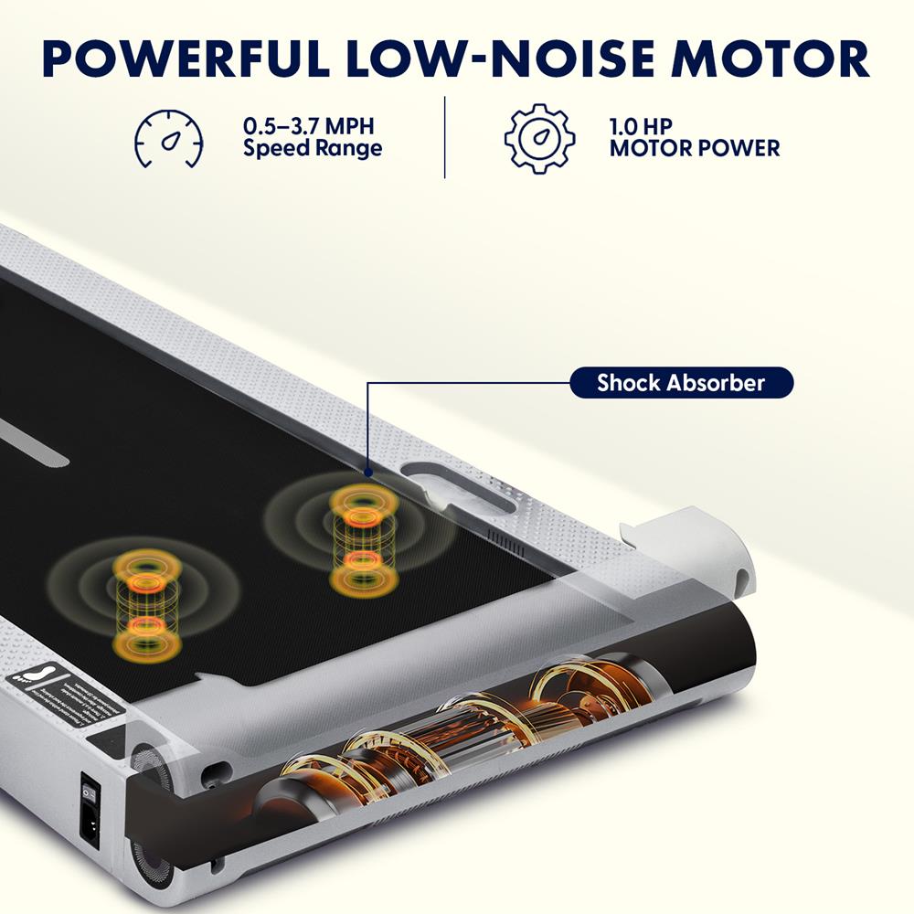 Squatz 2-In-1 Walking Pad With Vibration Plates – Compact Treadmill With 1.0Hp Motor, Led Display & Remote Control (Gray)