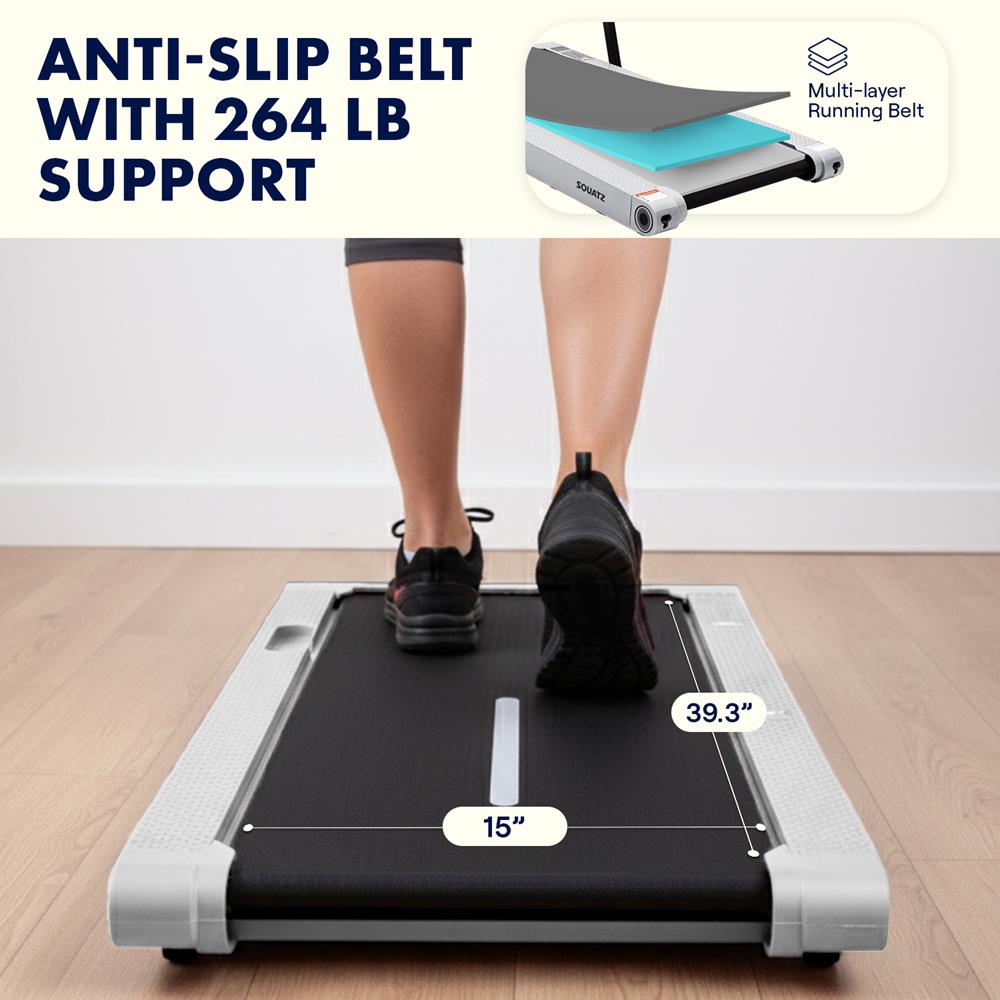 Squatz 2-In-1 Walking Pad With Vibration Plates – Compact Treadmill With 1.0Hp Motor, Led Display & Remote Control (Gray)