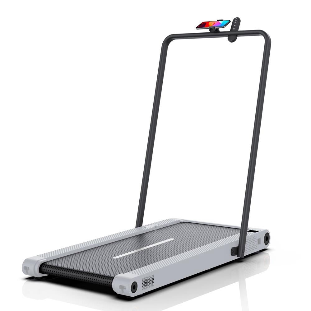 Squatz 2-In-1 Walking Pad With Vibration Plates And Handle Bar – Compact Treadmill With 1.0Hp Motor, Large Walking Surface, Led Display, Device Holder, And Remote Control (Gray)